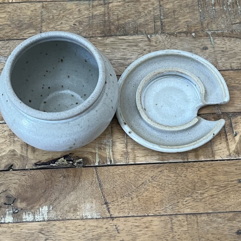 Stoneware Honey Jar with Lid and Dipper Handmade Studio Pottery Unique Design - Picture 13 of 15